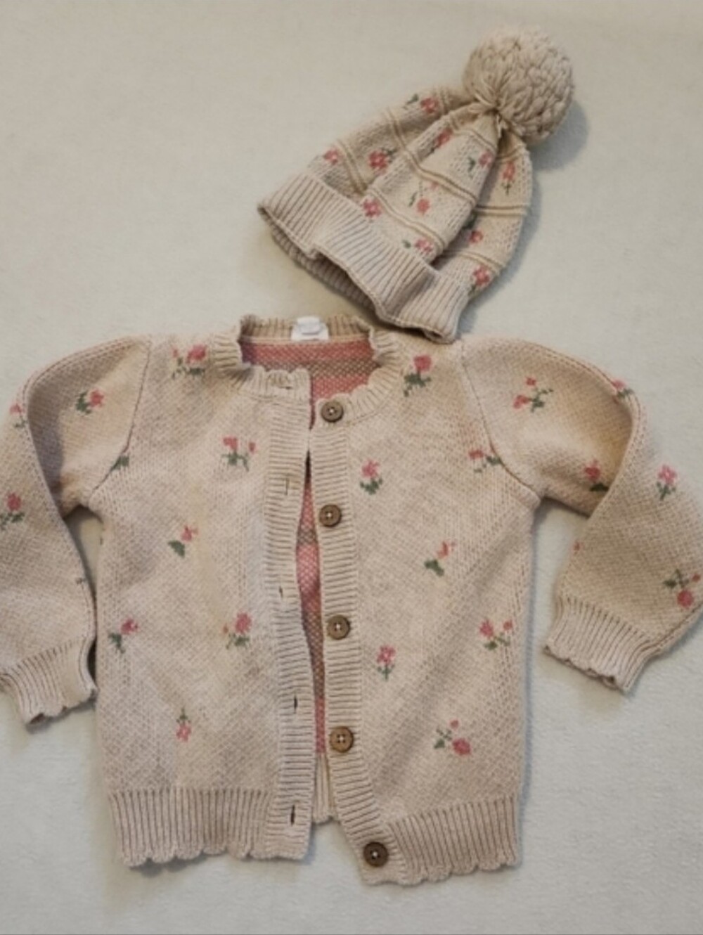 Jamie kay 3 years 3t cardigan sweater and 2 y+ hat deliah jacquard oatmeal marle